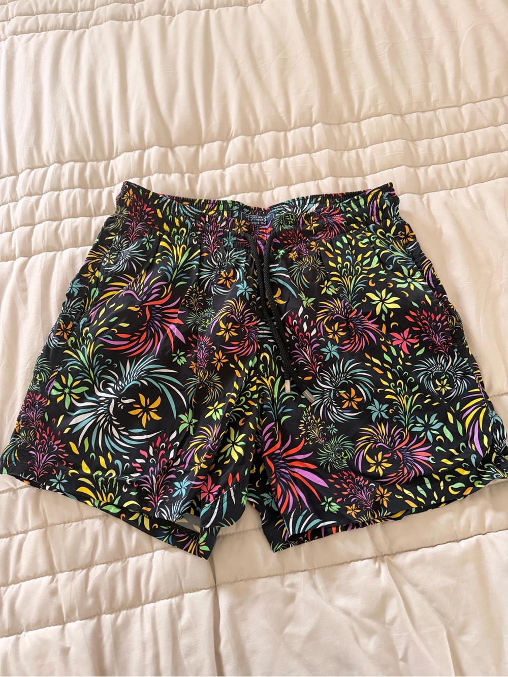 Vilebrequin Black Shorts with Multicolor Firework Print